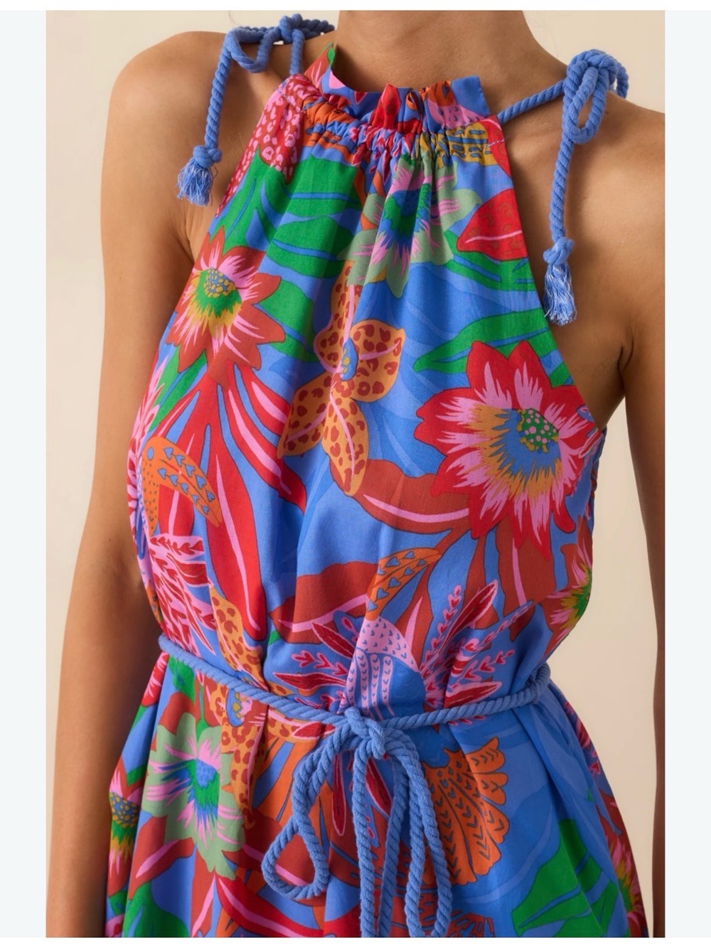 Sugarlips Blue Tropical Floral Maxi Dress